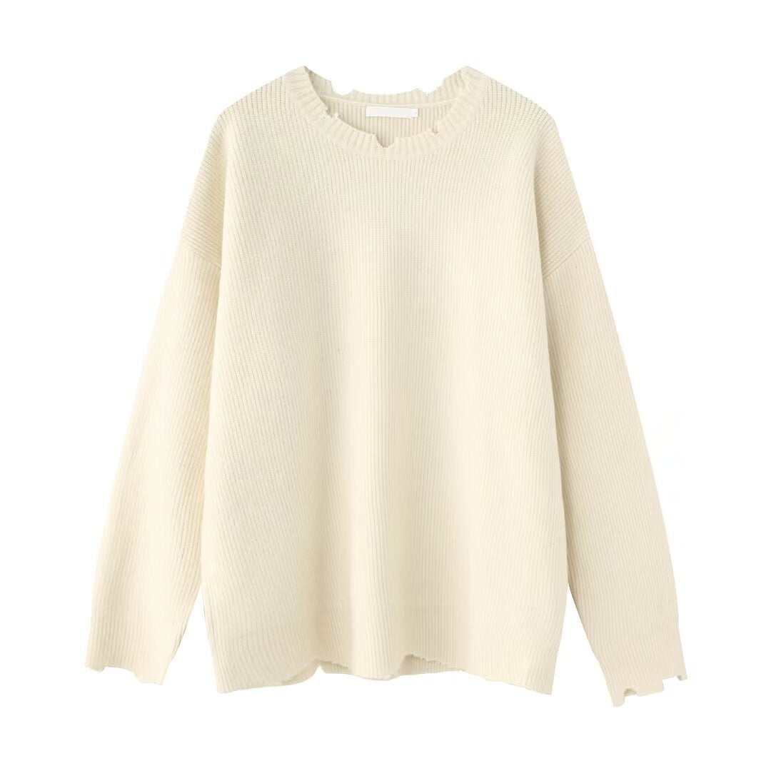 Damen Elegante Grobstrickpullover mit modernem V-Ausschnitt Nord Taschen