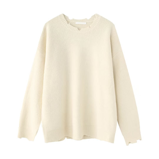 Damen Elegante Grobstrickpullover mit modernem V-Ausschnitt Nord Taschen