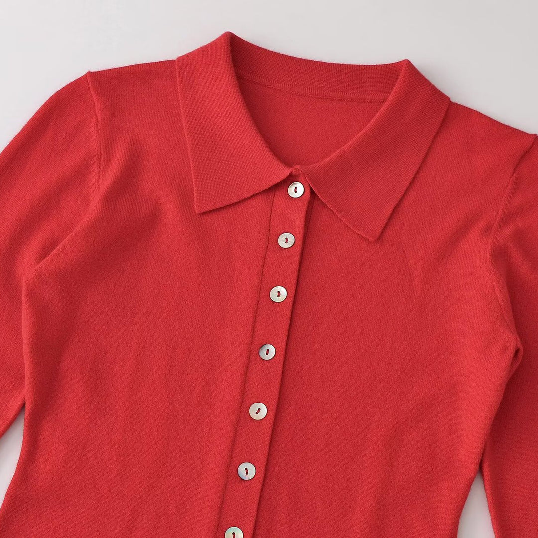 Damen Feinstrick-Cardigan mit Hemdkragen und durchgehender Knopfleiste Nord Taschen