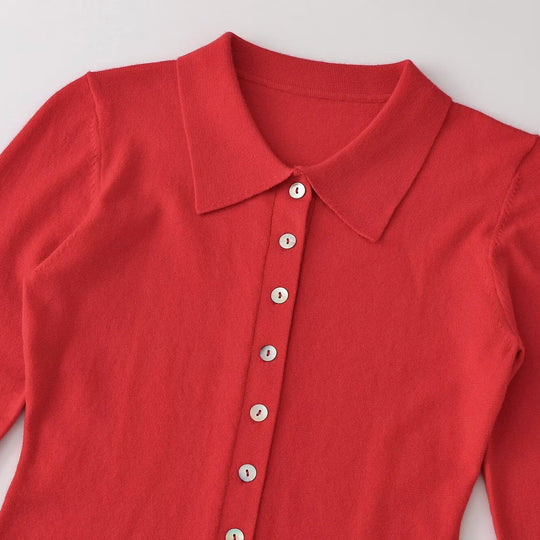 Damen Feinstrick-Cardigan mit Hemdkragen und durchgehender Knopfleiste Nord Taschen