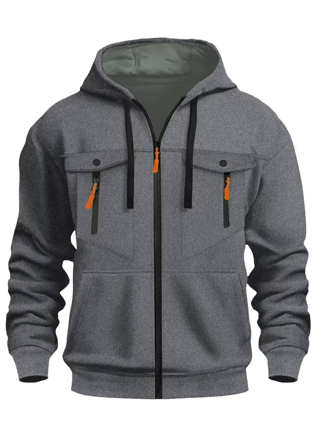 Herren Kapuzen-Sweatjacke mit durchgehendem Reißverschluss, zwei zip-Brusttaschen und ergonomischen Bündchen Nord Taschen