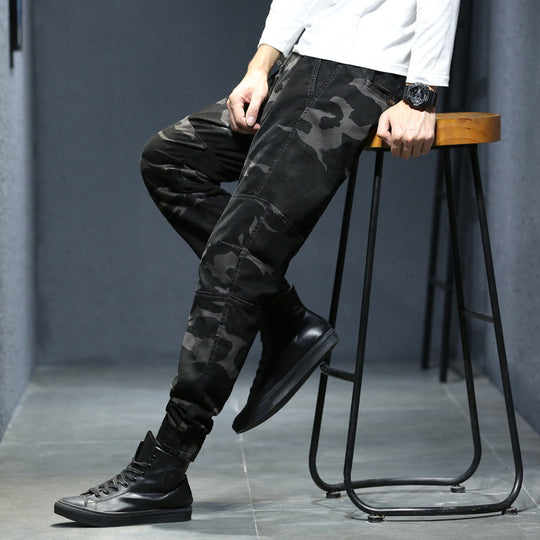 Herren Camouflage-Utility-Joggerhose mit verstärkten Kniepaneelen, verdeckten Reißverschlusstaschen und elastischem Knöchelabschluss Nord Taschen
