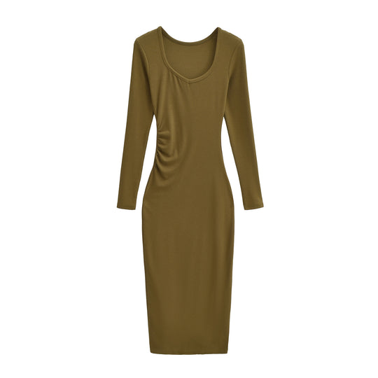 Damen Enganliegendes Midikleid mit seitlicher Raffung und doppeltem Ausschnitt Nord Taschen