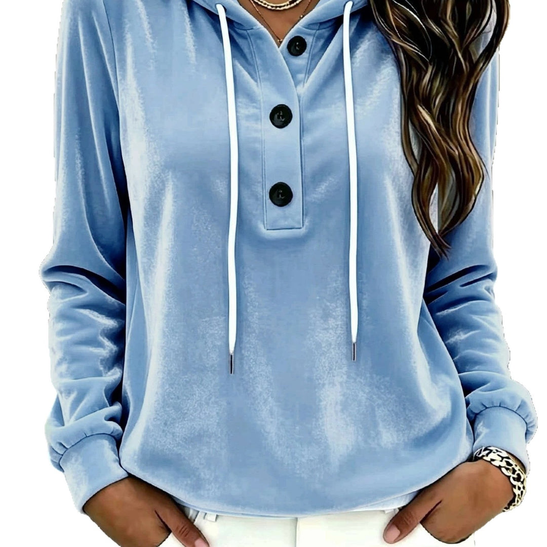 Damen Samt-Hoodie mit Knopfleiste, Kapuze und weichem Fleece-Finish Nord Taschen