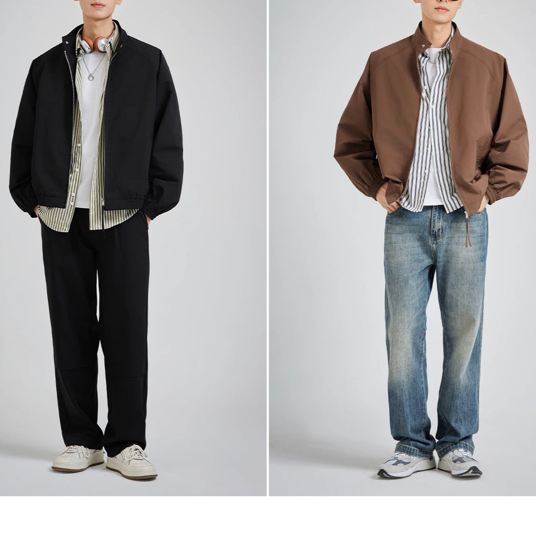 Herren leichte oversized Bomberjacke mit Stehkragen und elastischen Bündchen Nord Taschen