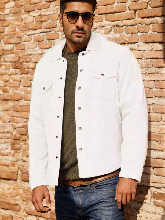 Herren Kord-Worker-Overshirt mit Druckknopfleiste, Pattentaschen und aufgesetzten Eingrifftaschen Nord Taschen