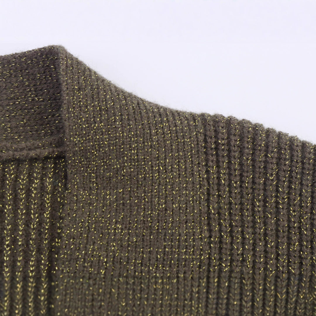 Damen Lange Strickjacke mit Bindegürtel, aufgesetzten Taschen und tiefem V-Ausschnitt Nord Taschen