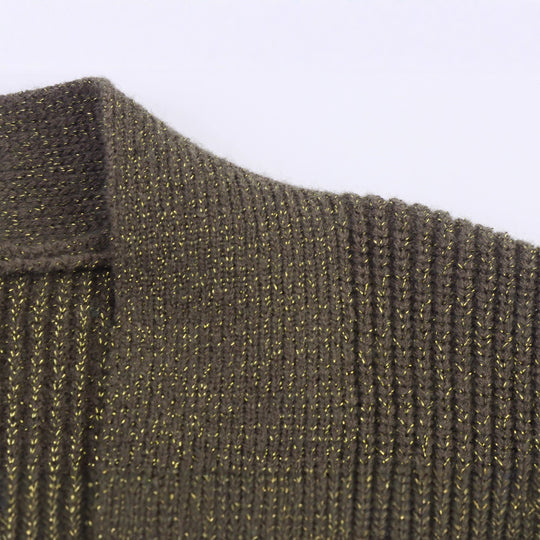Damen Lange Strickjacke mit Bindegürtel, aufgesetzten Taschen und tiefem V-Ausschnitt Nord Taschen