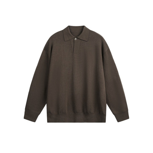 Herren Lockerer Strick-Polo-Pullover mit Knopfblende und Oversize-Schnitt Nord Taschen