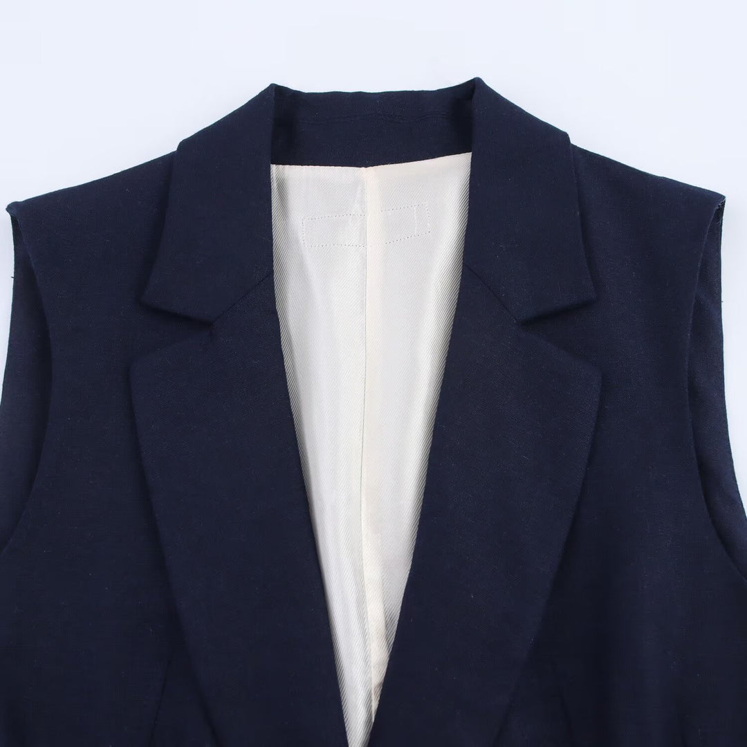 Damen Gerade geschnittene Stoffhose mit glattem Bund und klassischer Silhouette Nord Taschen