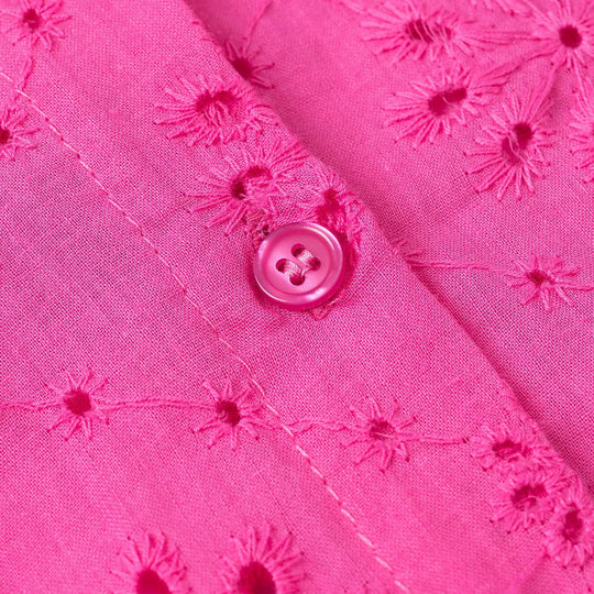 Damen Broderie‑Anglaise Bluse mit weiten Volantärmeln und Hemdkragen Nord Taschen