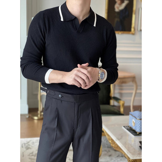Herren Modisches Strickpullover mit Polokragen Nord Taschen