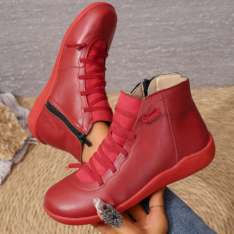 Damen Knöchelhohe Lederoptik-Sneaker mit seitlichem Reißverschluss und gepolstertem Komfortfußbett Nord Taschen