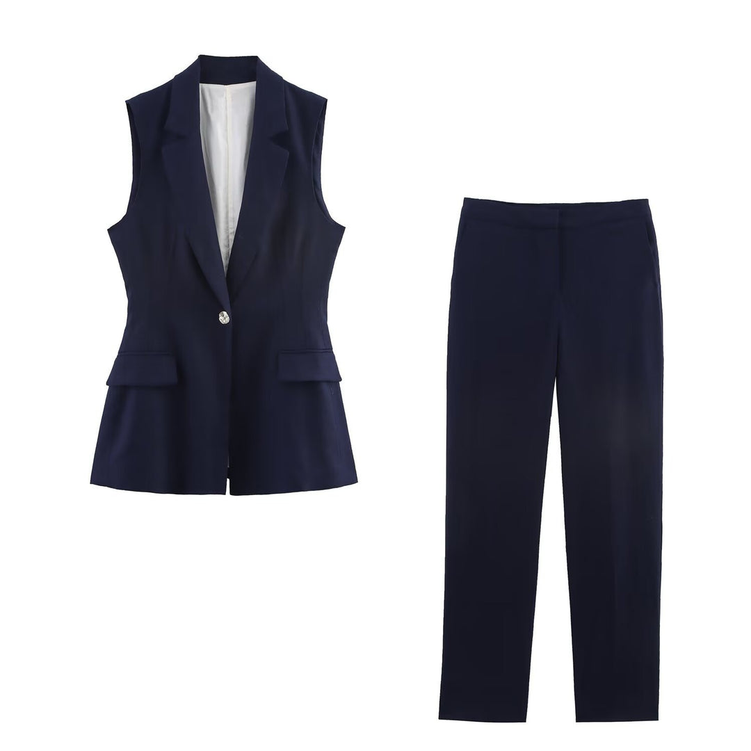 Damen Gerade geschnittene Stoffhose mit glattem Bund und klassischer Silhouette Nord Taschen