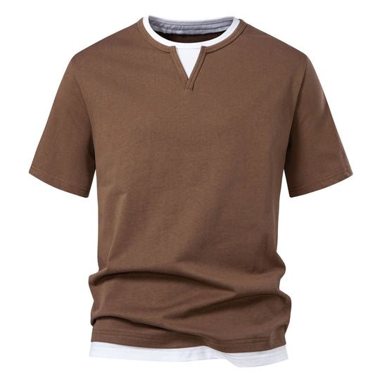 Herren Langarmshirt mit Lagen-Look und markantem Schlitzkragen Nord Taschen
