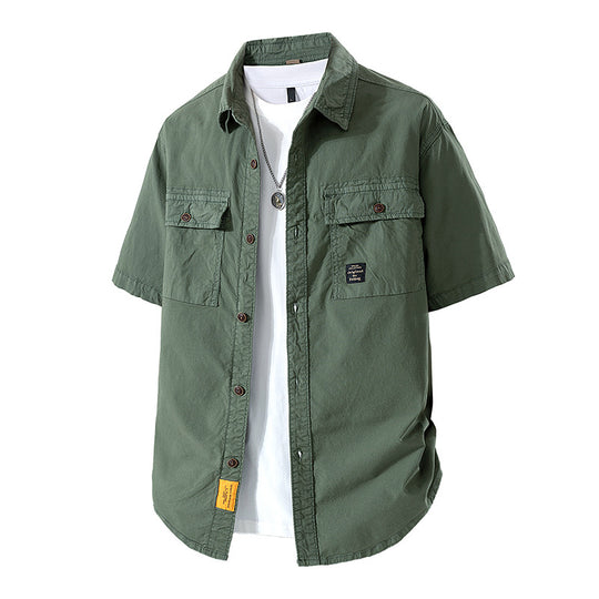 Herren Kurzarm-Fieldshirt im Overshirt-Look mit doppelten Brustklappen, verstärkten Nähten und gerundetem Saum Nord Taschen