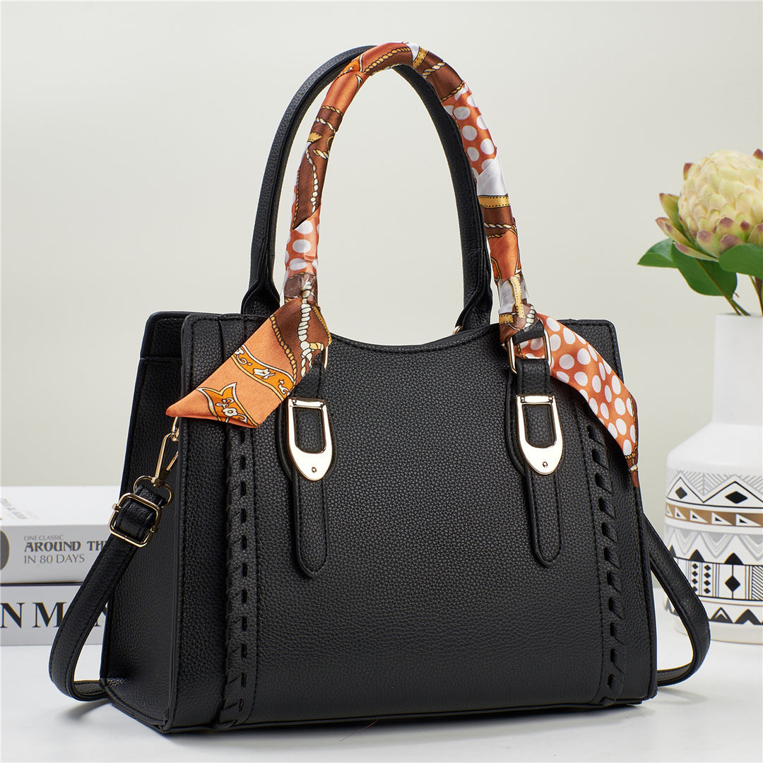 Damen elegante Handtasche mit dekorativem Schal Nord Taschen