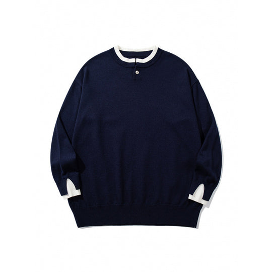 Unisex Oversize Feinstrickpullover mit Henley-Knopfleiste und Schlitzbündchen Nord Taschen