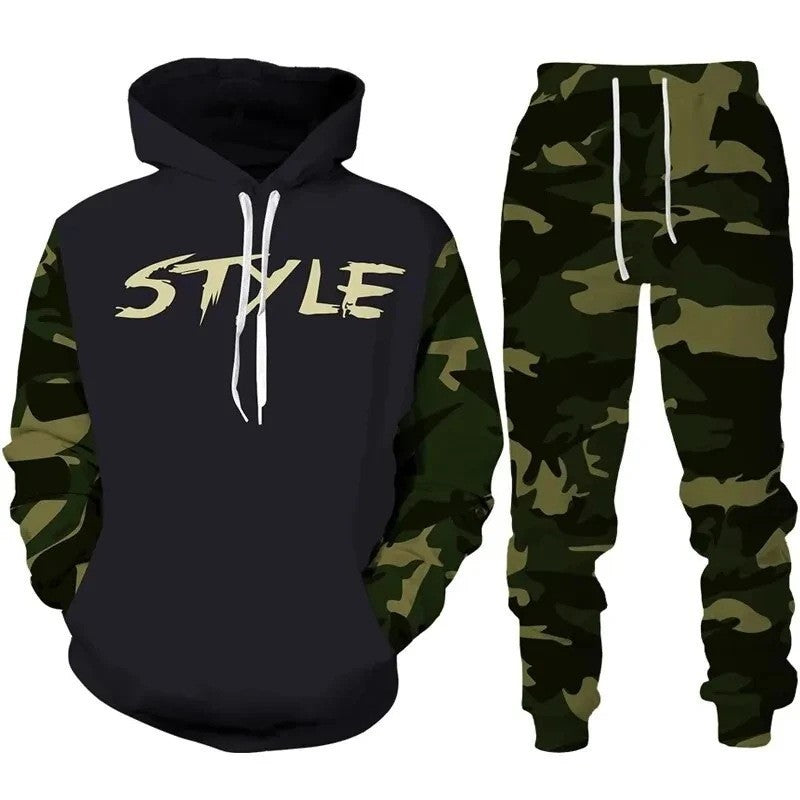 Herren Stylisches Kapuzensweatshirt und Jogginghose Set Nord Taschen
