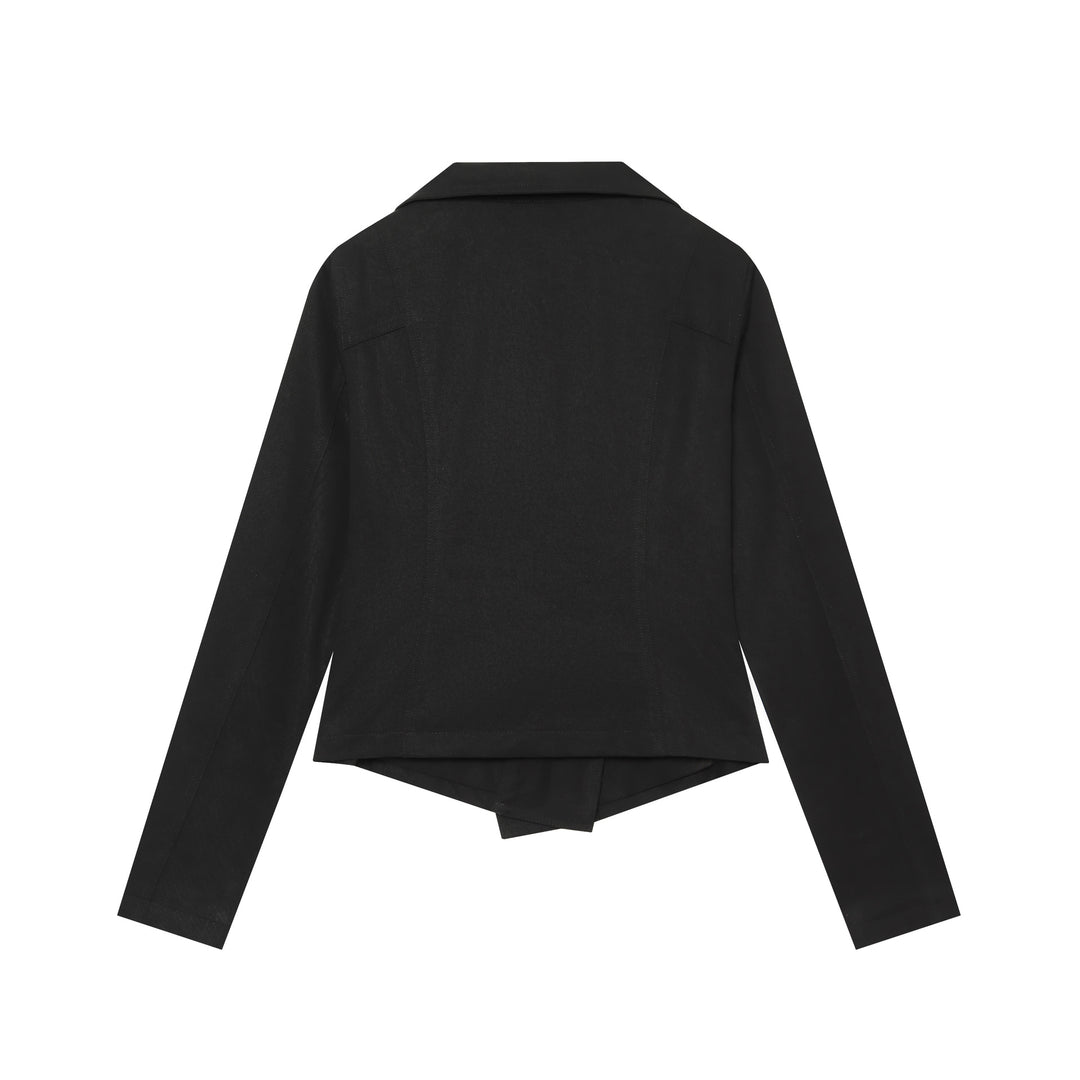 Damen Asymmetrische Übergangsjacke mit weitem Revers und Kordelzug Nord Taschen