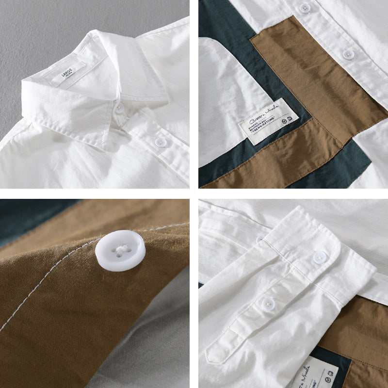 Herren Overshirt-Hemd mit geometrischem Patch-Design und Relaxed-Fit Nord Taschen