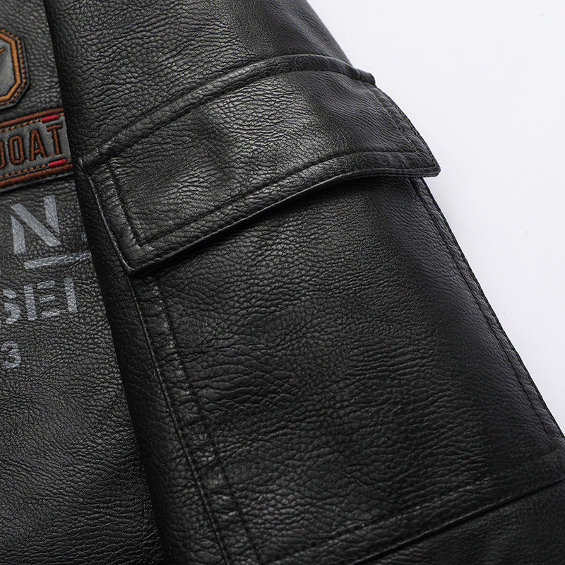 Herren Pilotenblouson im Aviator‑Look aus Kunstleder mit Applikationen und Rippbündchen Nord Taschen