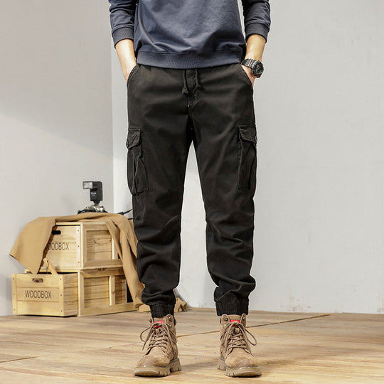 Herren Tapered Cargo-Jogger aus robustem Twill mit Tunnelzugbund, aufgesetzten Klappentaschen und gerippten Knöcheln Nord Taschen