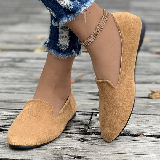 Damen flache Ballerinas aus hochwertigem Wildleder mit elastischem Einstieg und rutschfester Sohle - Vittorelli