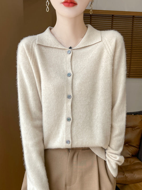 Damen Kuscheliger Reverskragen-Cardigan im Kaschmir-Look mit Mohair-Effekt Nord Taschen