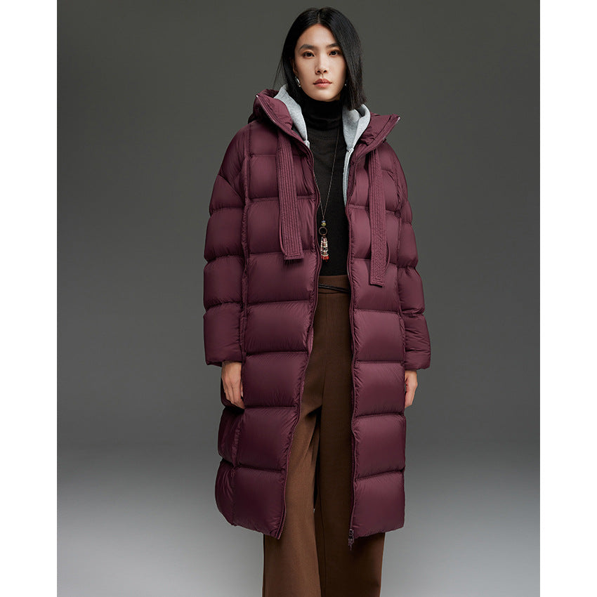 Damen Oversized Stepp-Daunenmantel mit Kapuze und verlängerter Silhouette Nord Taschen