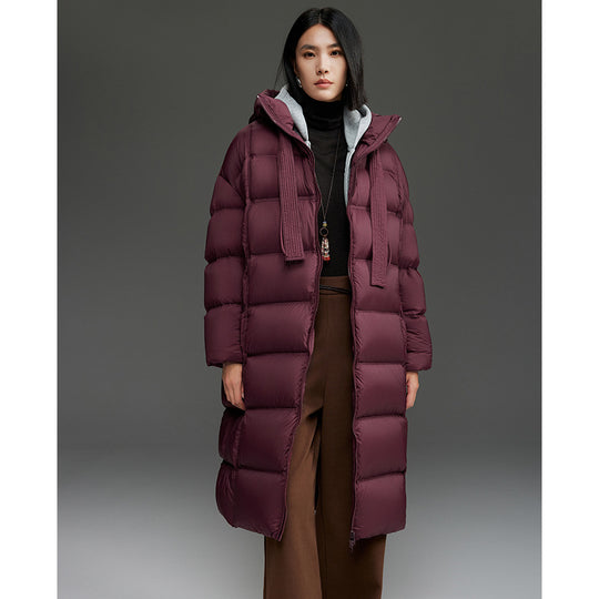Damen Oversized Stepp-Daunenmantel mit Kapuze und verlängerter Silhouette Nord Taschen