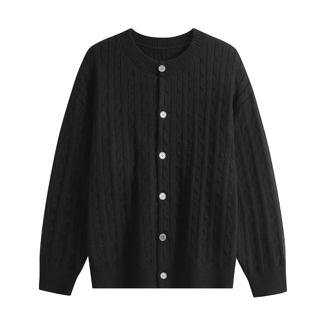 Damen Grobstrick-Cardigan mit Zopfmuster, Rundhalsausschnitt & durchgehender Knopfleiste Nord Taschen