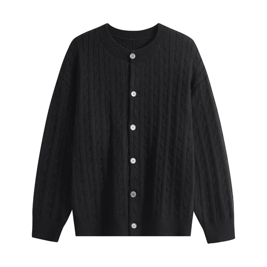 Damen Grobstrick-Cardigan mit Zopfmuster, Rundhalsausschnitt & durchgehender Knopfleiste Nord Taschen