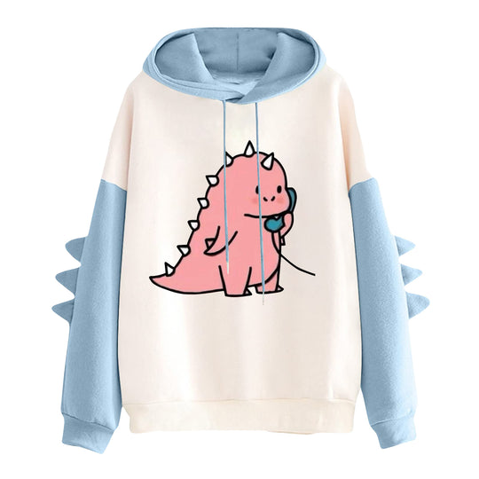 Damen nan Kapuzenpullover mit niedlichem Frosch-Motiv, Kängurutasche und volumigen Ärmelapplikationen Nord Taschen