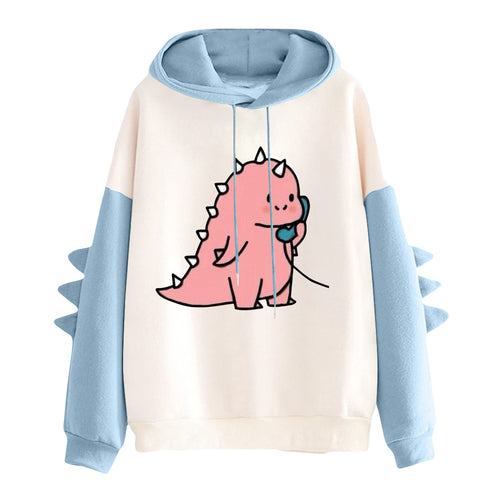 Damen nan Kapuzenpullover mit niedlichem Frosch-Motiv, Kängurutasche und volumigen Ärmelapplikationen Nord Taschen
