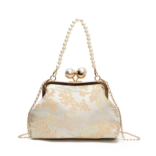 Damen Clutch mit elegantem Perlenschmuck Nord Taschen
