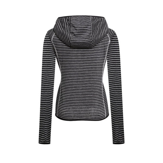 Damen Leichte Kapuzen-Zipjacke im Streifen-Look mit figurbetonter Passform und Raglanärmeln Nord Taschen