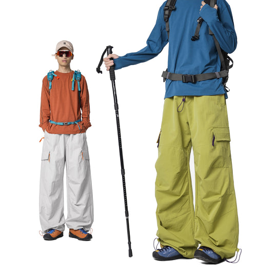 Herren Weite Funktions-Nylonhose mit Tunnelzugbund, Utility-Taschen & Baggy-Silhouette Nord Taschen