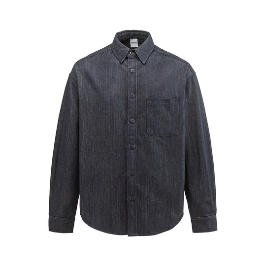 Herren Boxy Hemdjacke aus robustem Twill mit abgerundetem Saum Nord Taschen