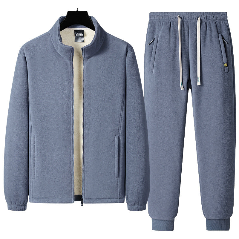 Herren Dreiteiliges Thermo-Fleece-Trainingsset mit wattierter Weste und Jogginghose Nord Taschen