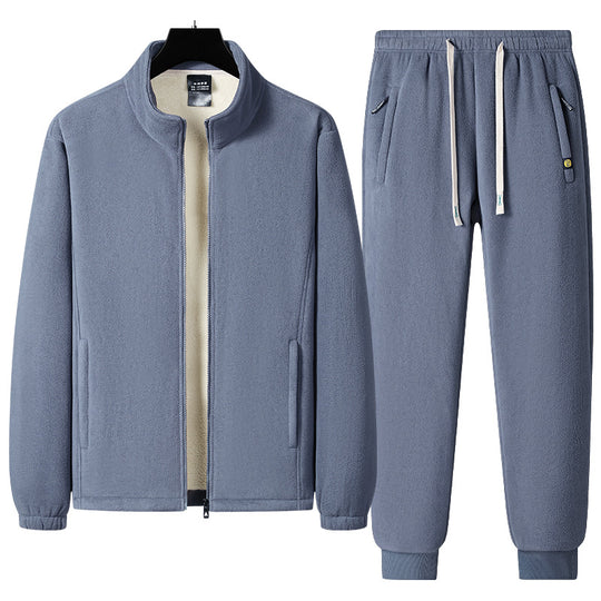 Herren Dreiteiliges Thermo-Fleece-Trainingsset mit wattierter Weste und Jogginghose Nord Taschen