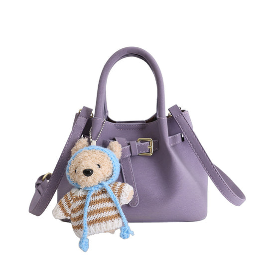 Damen modische Handtasche mit abnehmbarem Plüschanhänger Nord Taschen