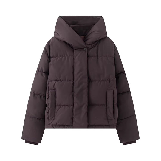 Damen Kurz geschnittene gesteppte Pufferjacke mit hohem Stehkragen und verdeckter Druckknopfleiste Nord Taschen