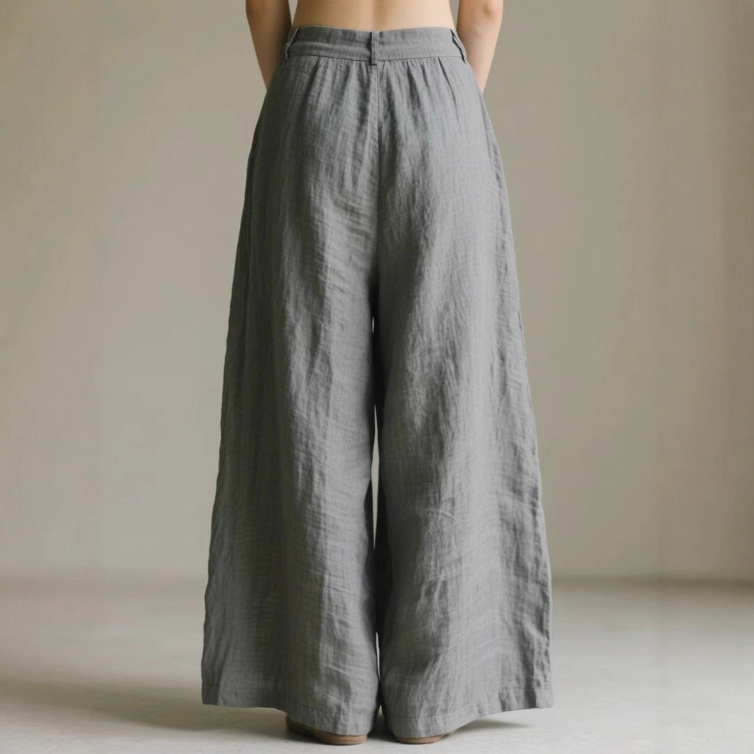 Damen Lockere Leinenhose Nord Taschen