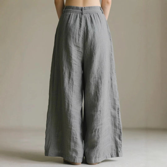 Damen Lockere Leinenhose Nord Taschen