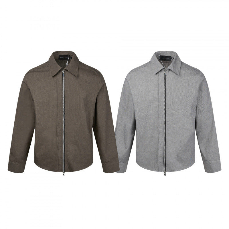Herren Boxy-Hemdjacke mit Zwei-Wege-Metallreißverschluss und feiner Strukturqualität Nord Taschen