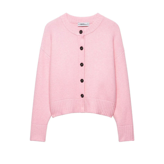 Damen Cropped-Cardigan mit kastiger Silhouette, Rippenbund und Rundhalsausschnitt Nord Taschen