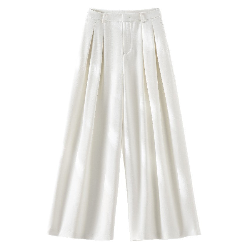 Damen Hochtaillierte Palazzohose mit Kellerfalten und fließender Crêpe-Qualität Nord Taschen