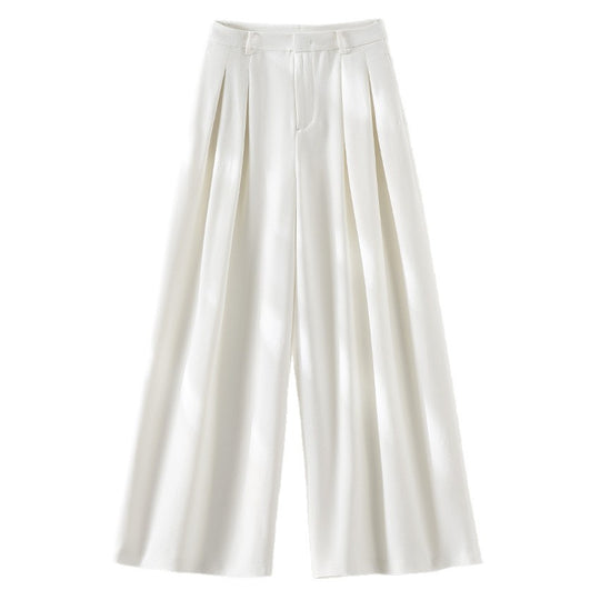 Damen Hochtaillierte Palazzohose mit Kellerfalten und fließender Crêpe-Qualität Nord Taschen