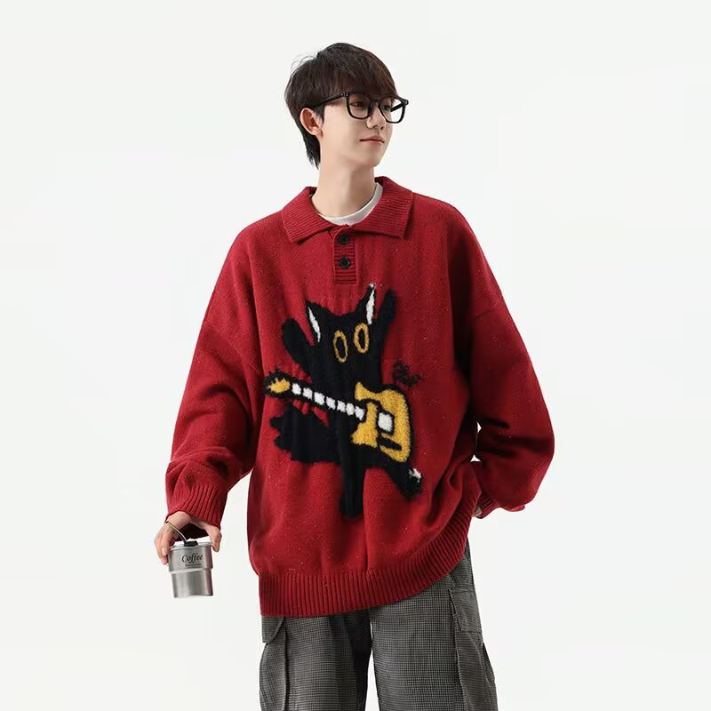 Herren Modischer Pullover mit Kunstmotiv Nord Taschen